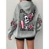 Popular Extended Hoodie with Long Sleeves Featuring a Skull And Letter Print, Casual Oversized Sweatshirt
