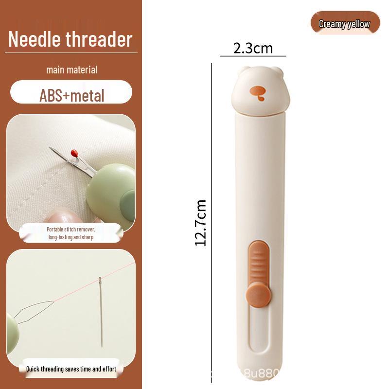 Portable 2-in-1 Needle Threader & Seam Ripper for Hand Sewing