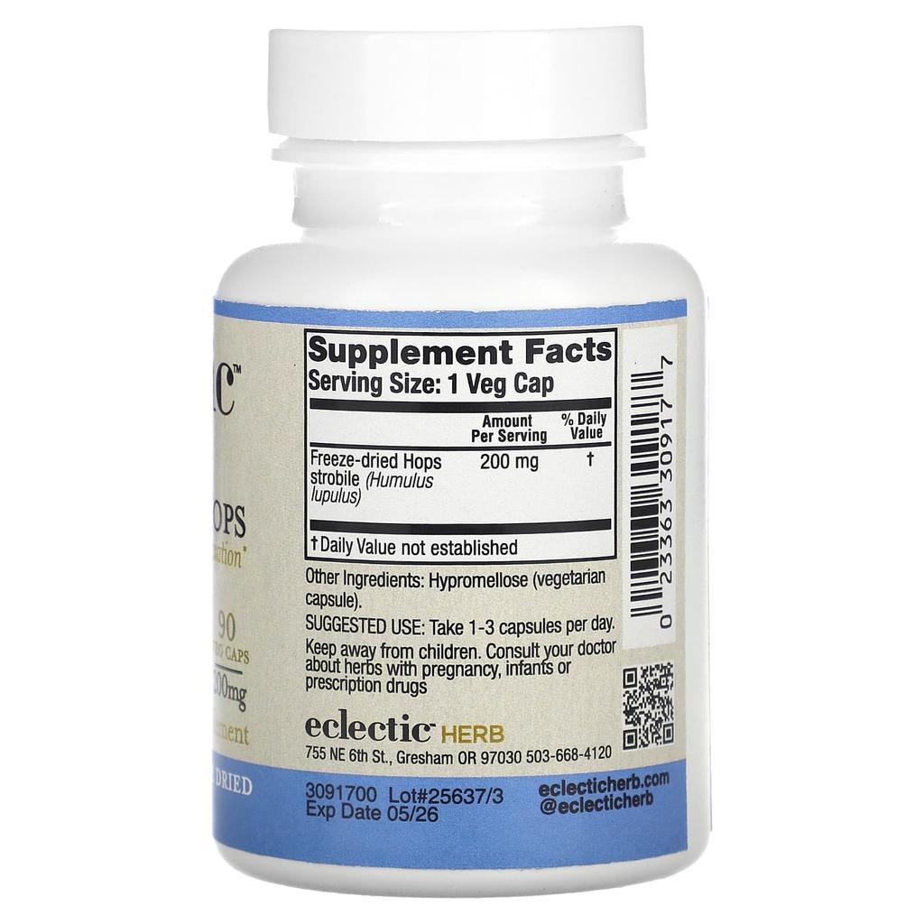 Freeze Dried, Hops, 200Mg, 90 Veggie Caps