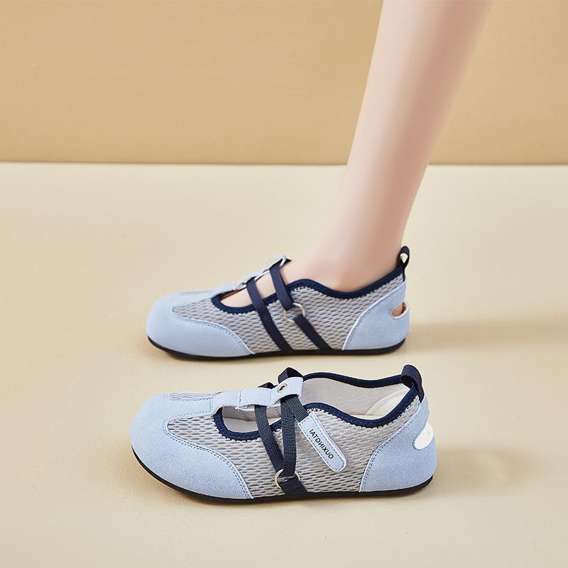 Fashion 2025 New Summer Shoes New Hollow Mesh Breathable Flat Casual Board Shoes Patchwork Mesh Shoes Shallow Mouth Designer