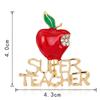 Red Rhinestone Apple Brooch - Teacher Gift Lapel Pin