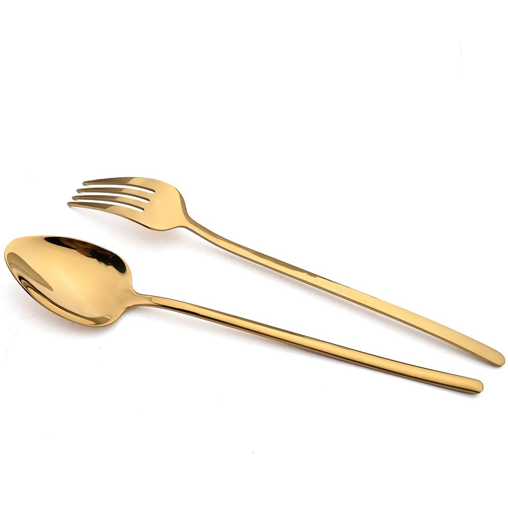 16Pcs Cutlery Set Stainless Steel Gold Dinnerware Dinner Knife Fork Spoon Teaspoons Western Reusable Polished Utensils For Home