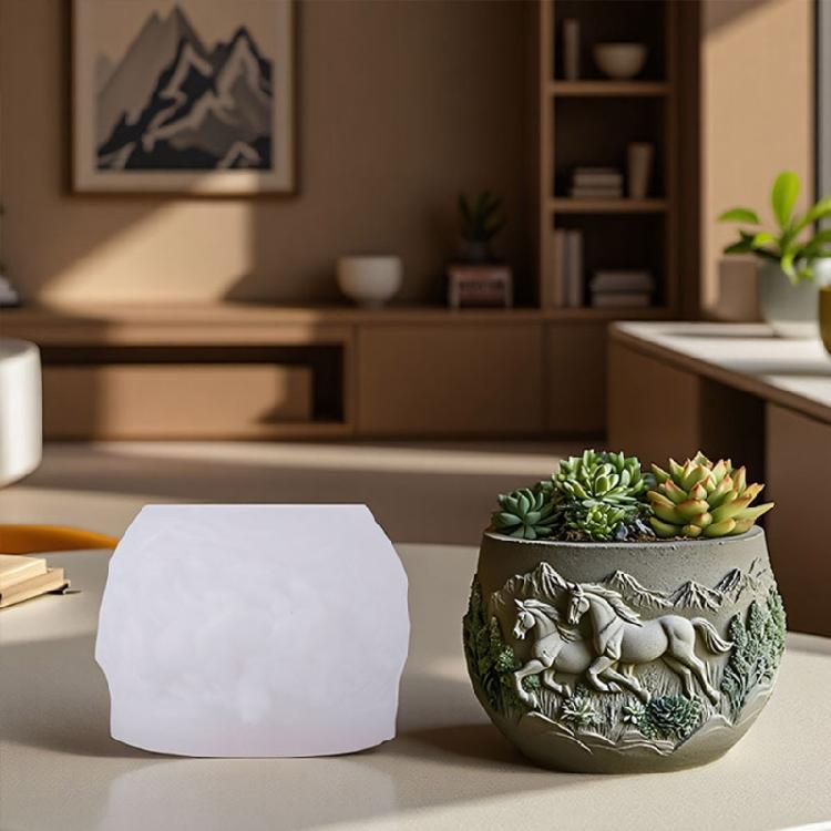 Horse Silicone Mold Resin Crafts Moulds Planter Flexible Reusable Mold for Creating Unique Decorative Items and Gifts