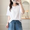 Fashionable Irregular Cotton Large Size Women's T-Shirt Short Sleeve New Slim Loose Fashionable Round Neck
