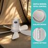 Ventilatori da Soffitto Portatili da Campeggio da 10800mAh Circolatore d'Aria per Tenda Raffrescatore Elettrico Ricaricabile da Esterno Luce LED Telecomando