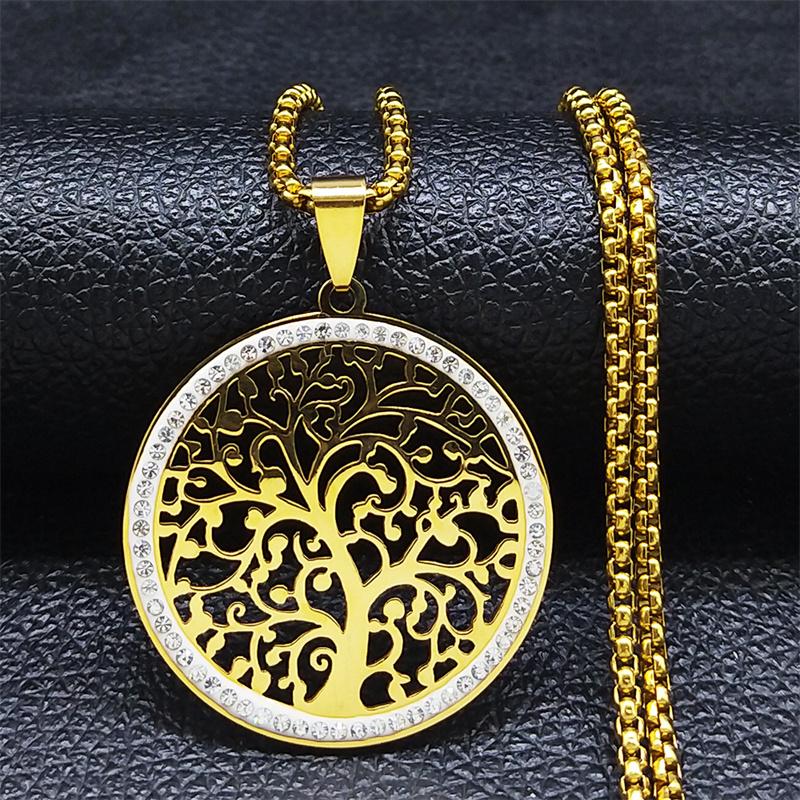 Yoga Flower of Life Stainless Steel Necklace for Women Men Gold Color Aesthetic Seed of Life Sacred Geometry Chain Jewelry N4834