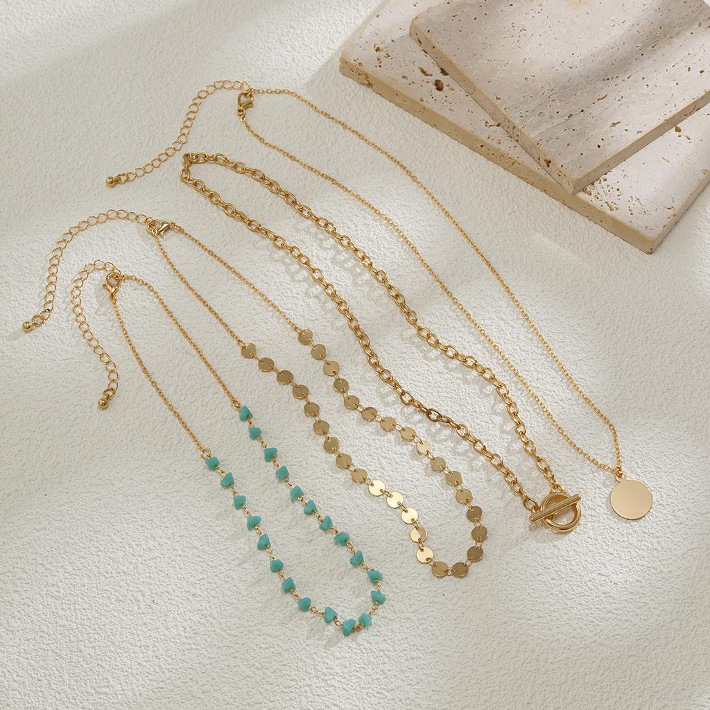 Accessories Retro Ethnic Style Clavicle Necklace Women, Simple Metal Sequin Necklace