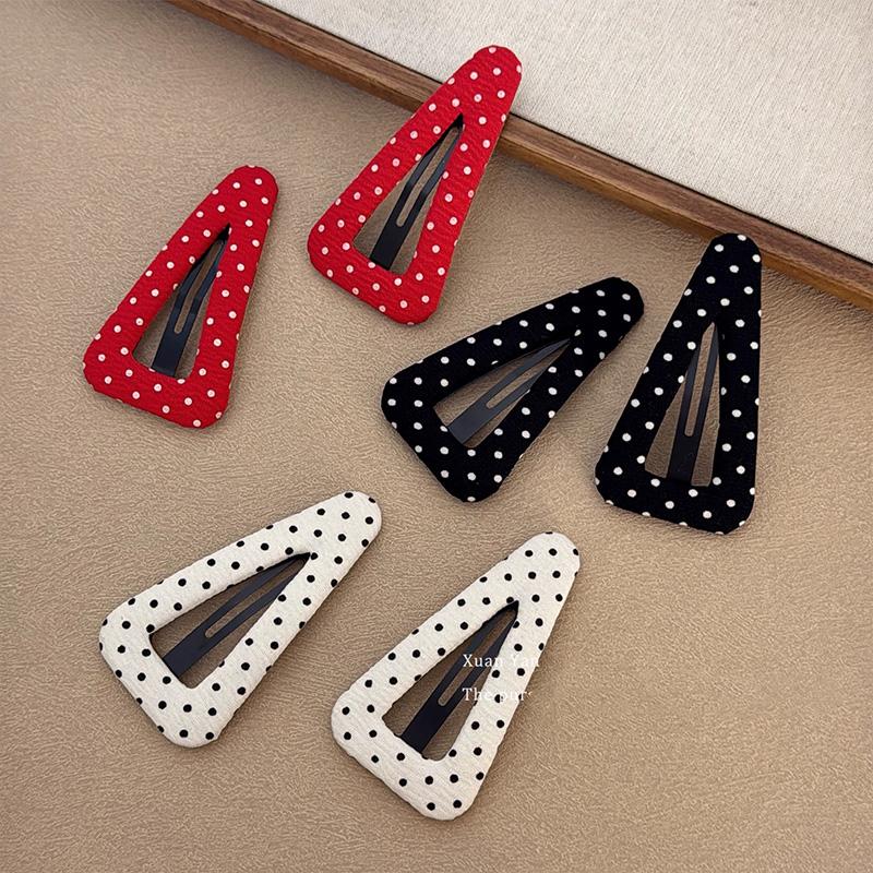 6pcs Fashion Fabric Polka Dot Triangle Hair Clip for Girls Barrettes Sweet Bangs Clips Hairpin Headwear Women Hair Accessories
