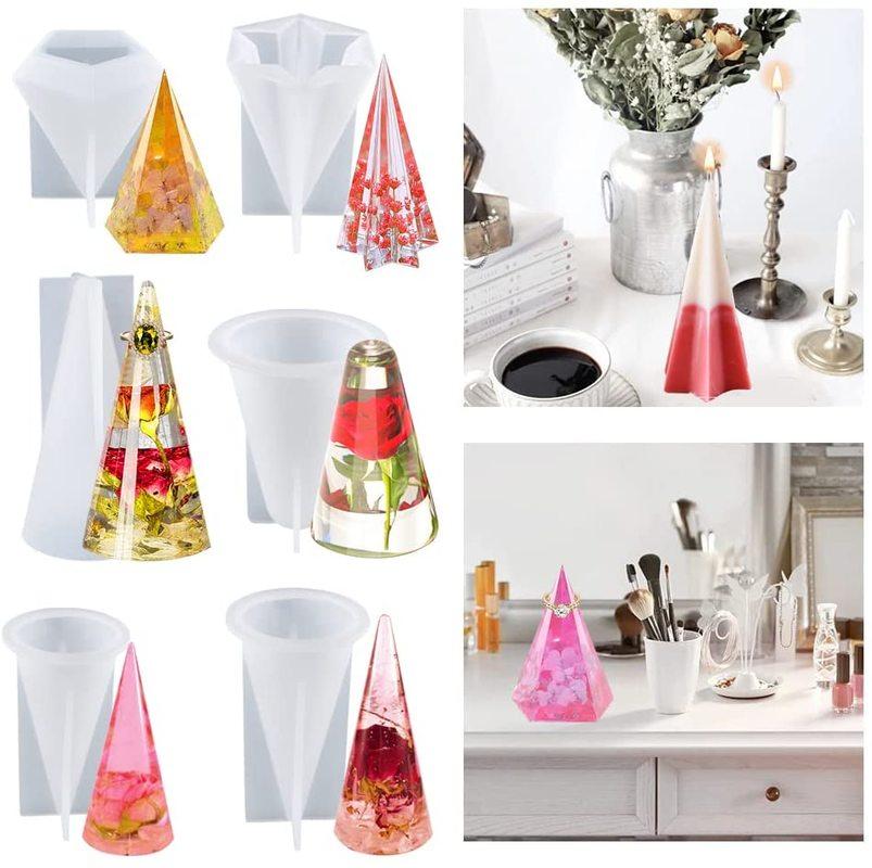 Ring Cone Resin Silicone Molds DIY Rings Holder Pyramid Epoxy Casting Candle Mold Jewelry Display Stand Wedding Decor