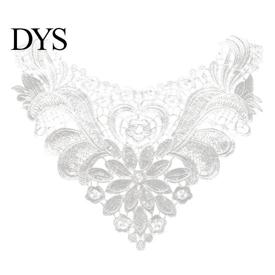 Fashion Neckline Enhancement Floral Lace Collar Insert, Embroidery V-neck Applique, Elegant Sew on Applique Hollow Petal Design, Polyester Decorative