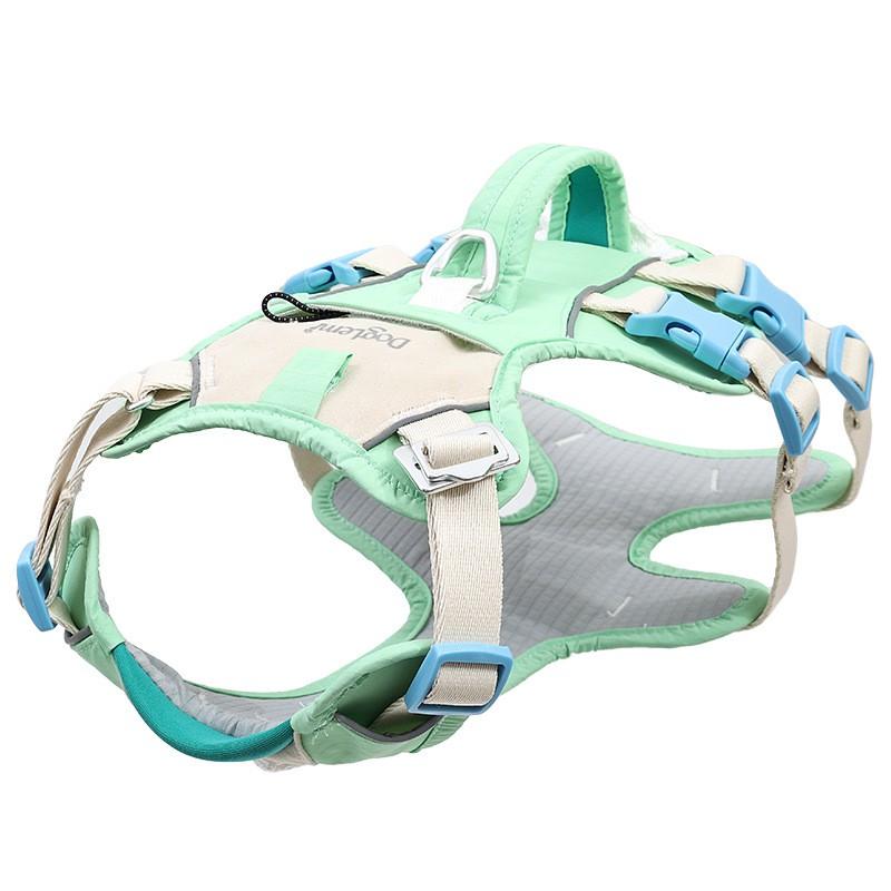 Dog Harness With 3-Row Buckle Pocket Reflective Strip Pet Walking Small Medium Large Dogs