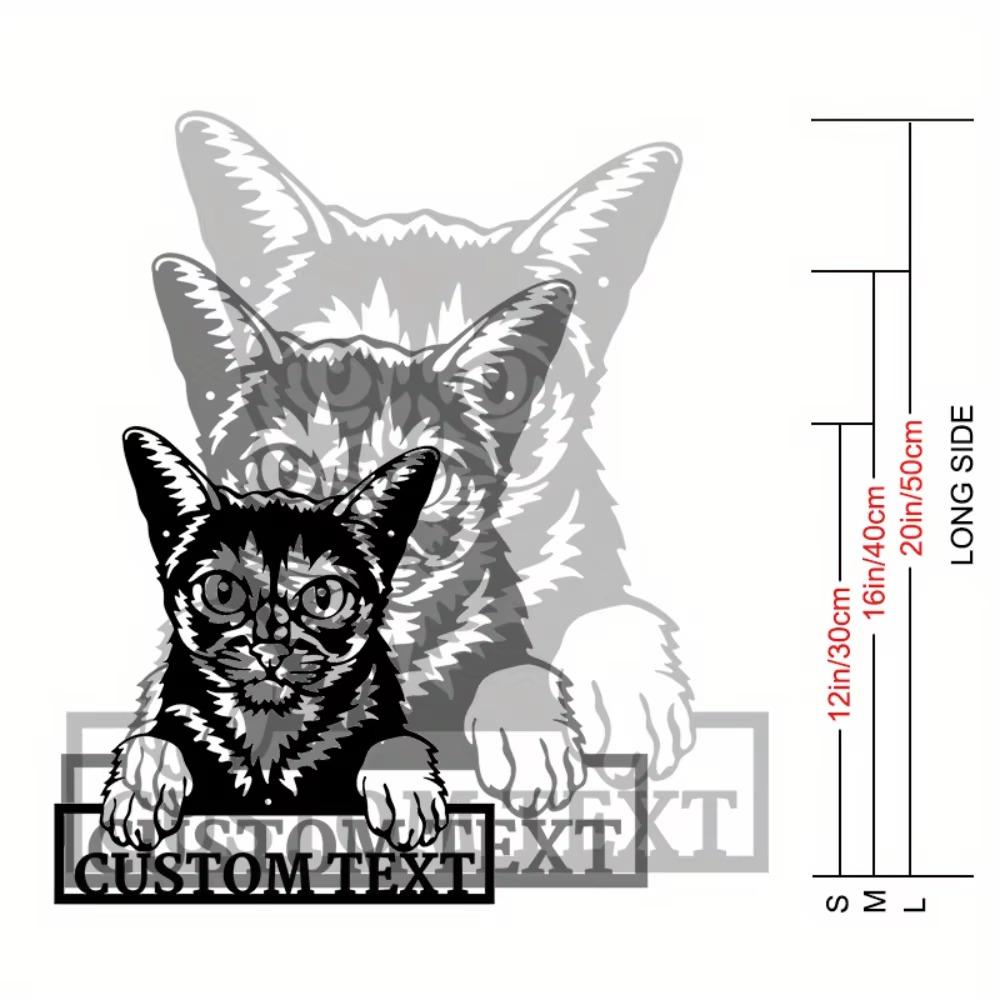 Abyssinian Cat Metal Wall Art Personalized Name Sign Home Decor