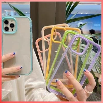 Capa de telefone transparente da moda para iPhone 11 12 13 14 15 Pro Max XS X XR Max 7 8 Plus SE 2020 Mini Candy Bumper Back Cover