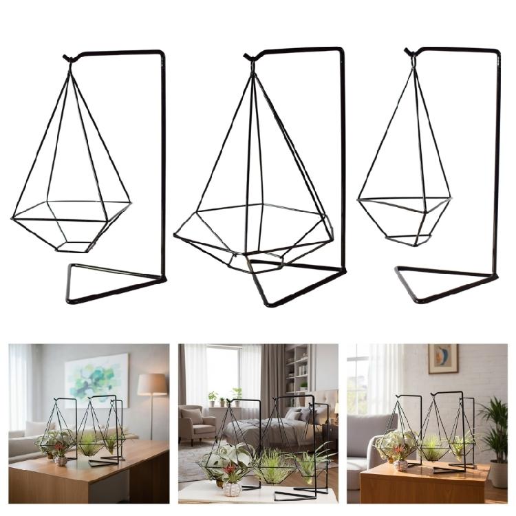 Decorative Iron Plant Stand Modern Geometric Styles Stable Construction For Living Spaces Balcony Use