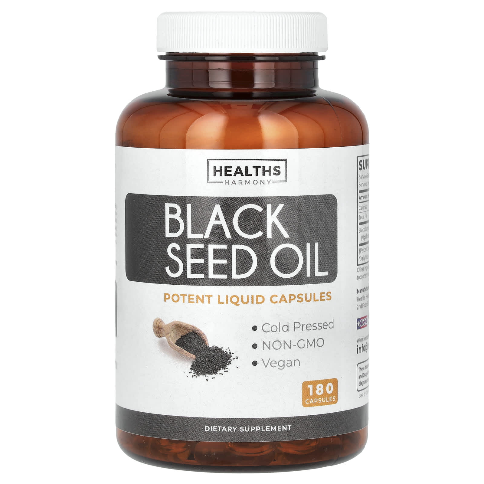 

Black Seed Oil, 180 Capsules (500Mg per Capsule)
