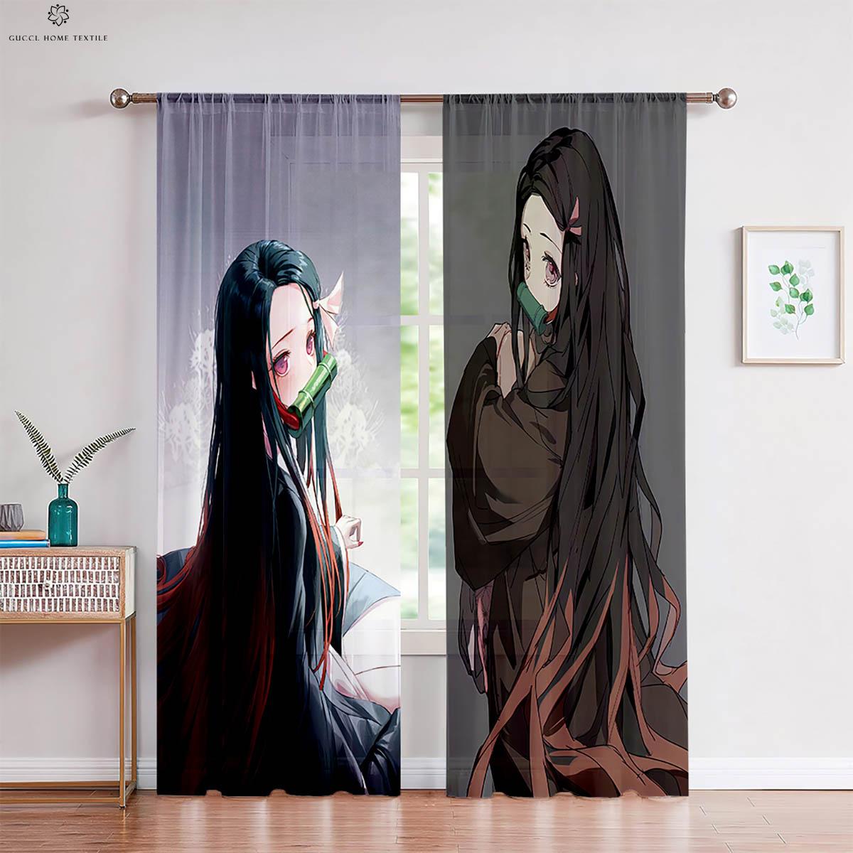 

Japanese Comic Printed Drapes Animation Blood Suitable for Bed Room Living Area Kitchen Elegant Area Study Window Decoration W50xH130(CM)x2PCS&Grommet Top
