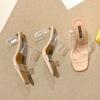 Transparent Cool Slippers Women's 2025 Summer New Sexy One-word Strap High Heels Stiletto Temperament Niche High Heels Slippers