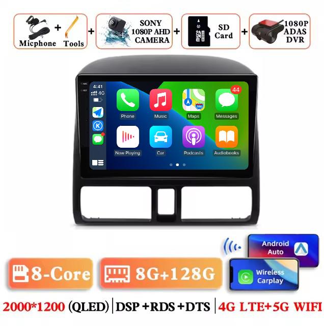 Wireless Carplay Android 14 Auto Car Radio For Honda CR-V CRV 2 2001 2002 2003 - 2006 Multimedia GPS autoradio 4G WIFI DSP GPS