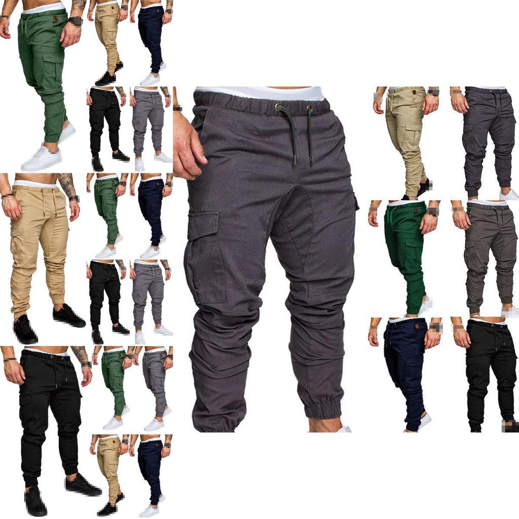 Mens Urban Fashion Slim Fit Zipper Shirring Twill Cargo Jogger Pants In Premium Quality Cotton Blend