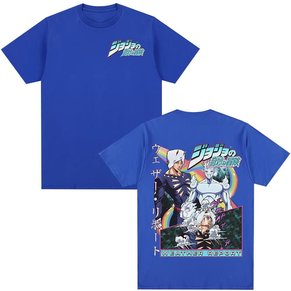 Anime Jojos Bizarre Adventure Part 6 Stone Ocean Weather Report Y2k Graphic Tee Cotton Mens Womens Tshirt Summer Streetwear