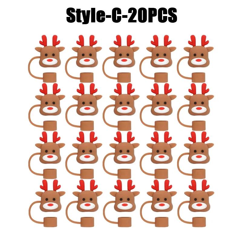 1-100PCSChristmasStraw DustCap 10mm Glass Straw Stopper Universal Water Bottle Reusable Cup Cover Accessories Holiday Party Gift