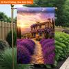 2D Flat - 2D Flat Printing Garden Flag 1pc, Sunset Over Lavender Fields Durable Single-Sided Print Yard Flag, Garden & Home Holiday Decoration, 29.97X