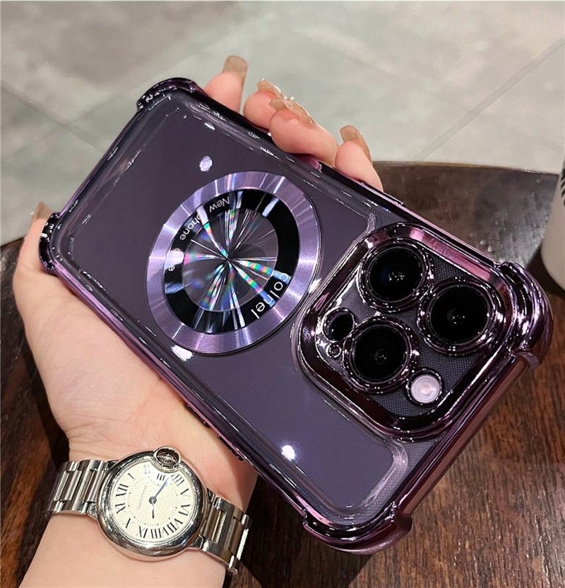 Luxury Plating Transparent Magsafe Magnetic Case For iPhone 11 12 13 14 15 16 Pro Max Plus Wireless Charging Shockproof Cove