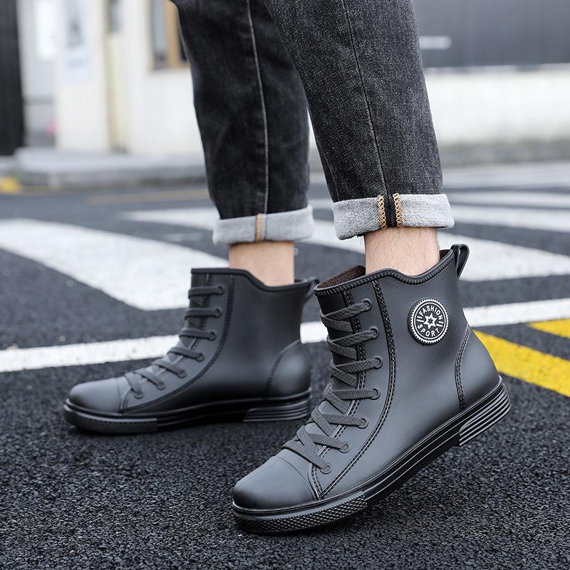 Korean Style Men's Waterproof Non-slip Rain Boots - Short, Thickened Casual Footwear