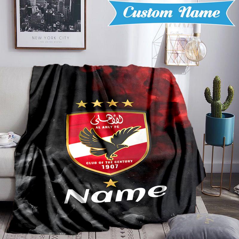 Custom Name Al-Ahly Club Crest Blanket Lightweight Ideal Bedding Blanket Perfect for Travel, Camping, Living Rooms, Sofas, Christmas gift