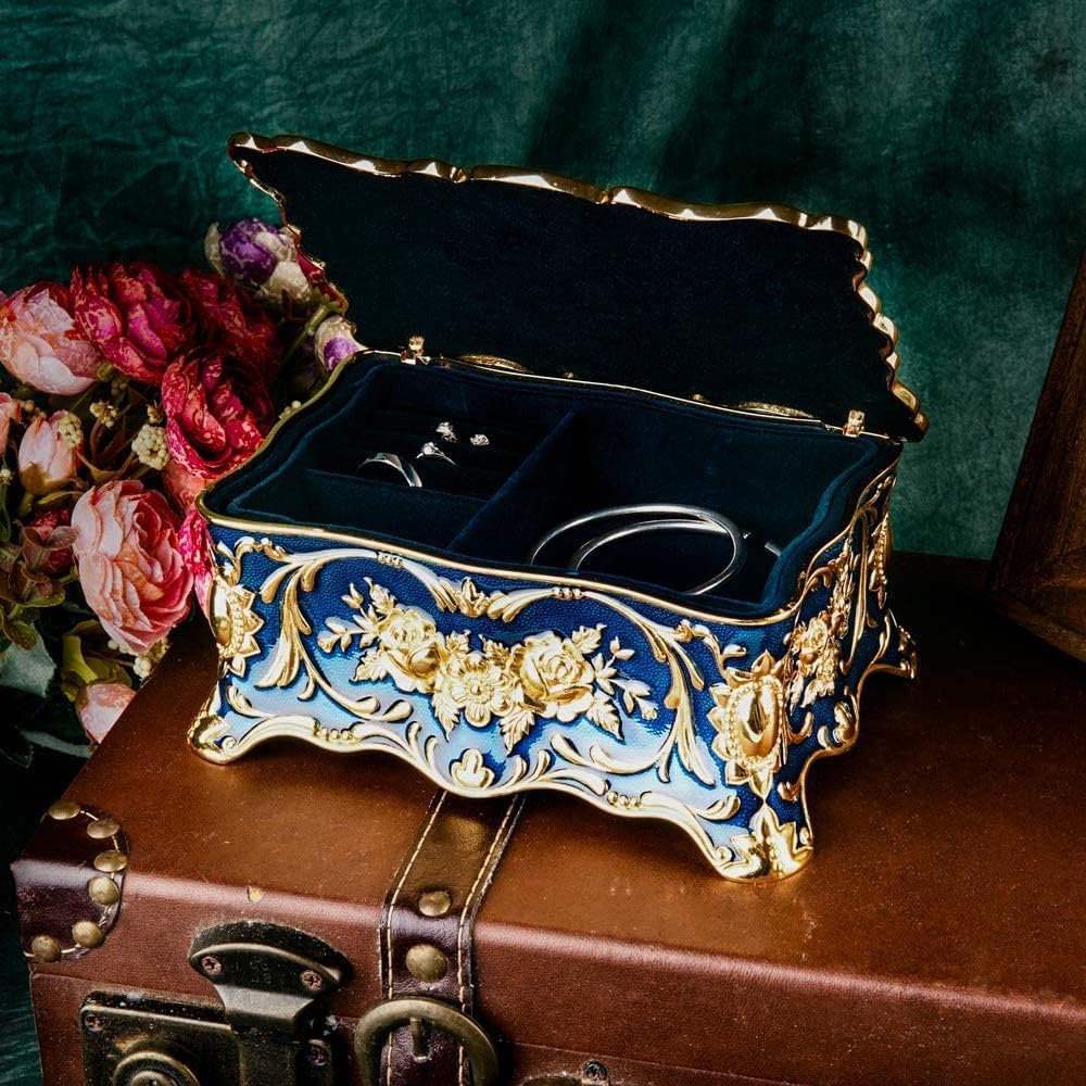 Feyarl Jewelry Box, Jewelry Storage Box, Jewelry Case, Watch Box, Blue, Rectangular, Large