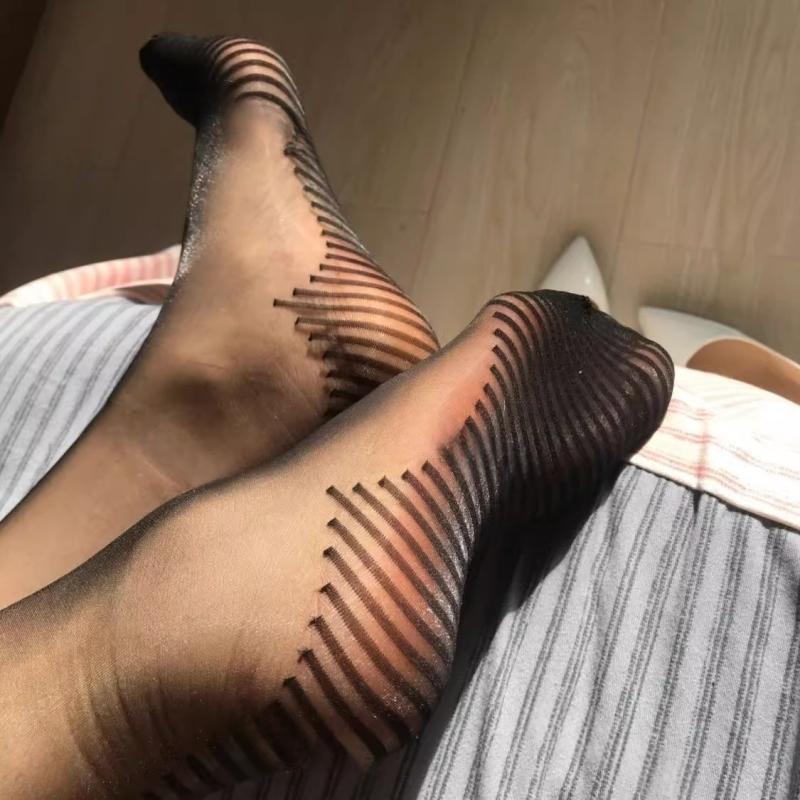 Multi Styles Foot Shaped Stretching Nylon Thigh High Stockings For Garter Belt Women Sexy Oil Shiny Silky Transparent Underwear