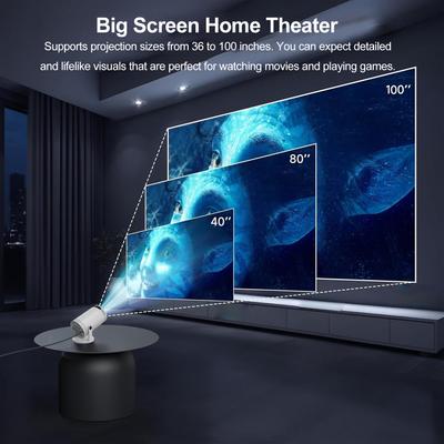 Taşınabilir Projektör 720P Ev Sineması 2.4G WiFi Kablosuz Ekran Yansıtma 180 Derece Çevirme