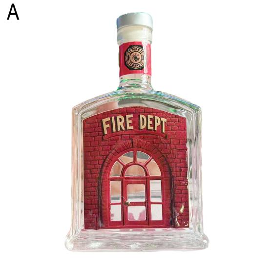 Firefighter Whiskey Decanter Fires Truck Shape Wine Bottle Hydrant Glass Bar