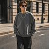 Atmungsaktive Trainingsbekleidung Herren Langarm-Sweatshirt, Locker geschnittener Pullover, Unifarbenes Outdoor-Reisekleidungsstück mit Rundhalsausschnitt für