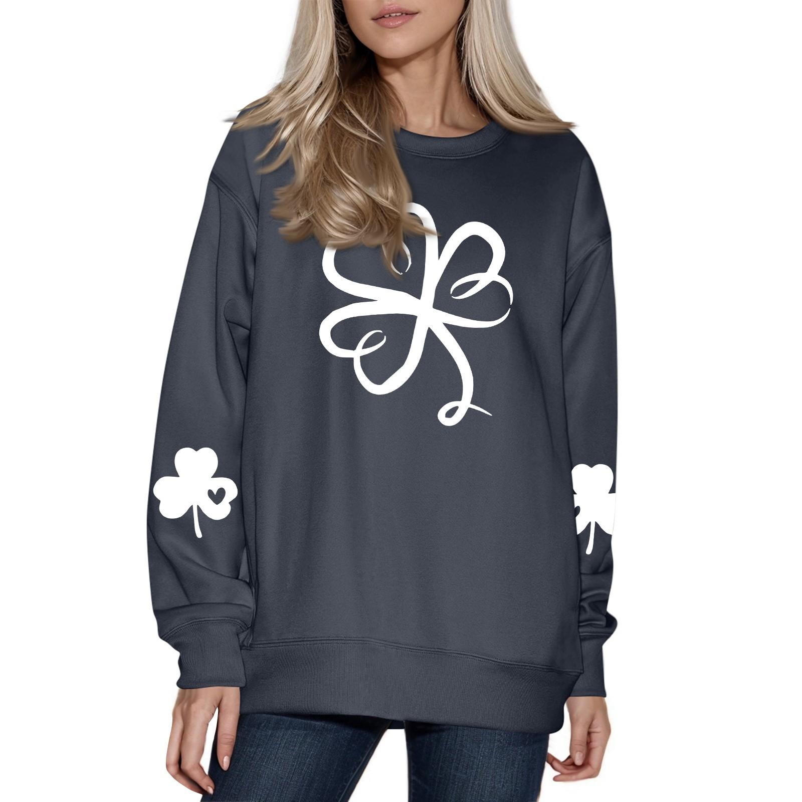 

Женская модная повседневная толстовка с длинным рукавом и круглым вырезом L