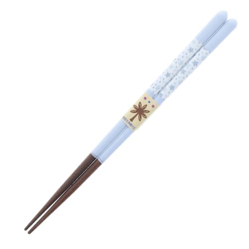 Dishwasher-safe chopsticks with a pastel flower (floral) design, made of natural wood and acrylic, blue, 18cm