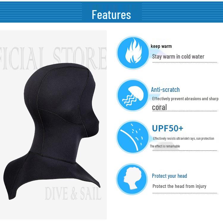 3MM Warm Diving Hood: Swim, Surf, Snorkel & Jellyfish Protection