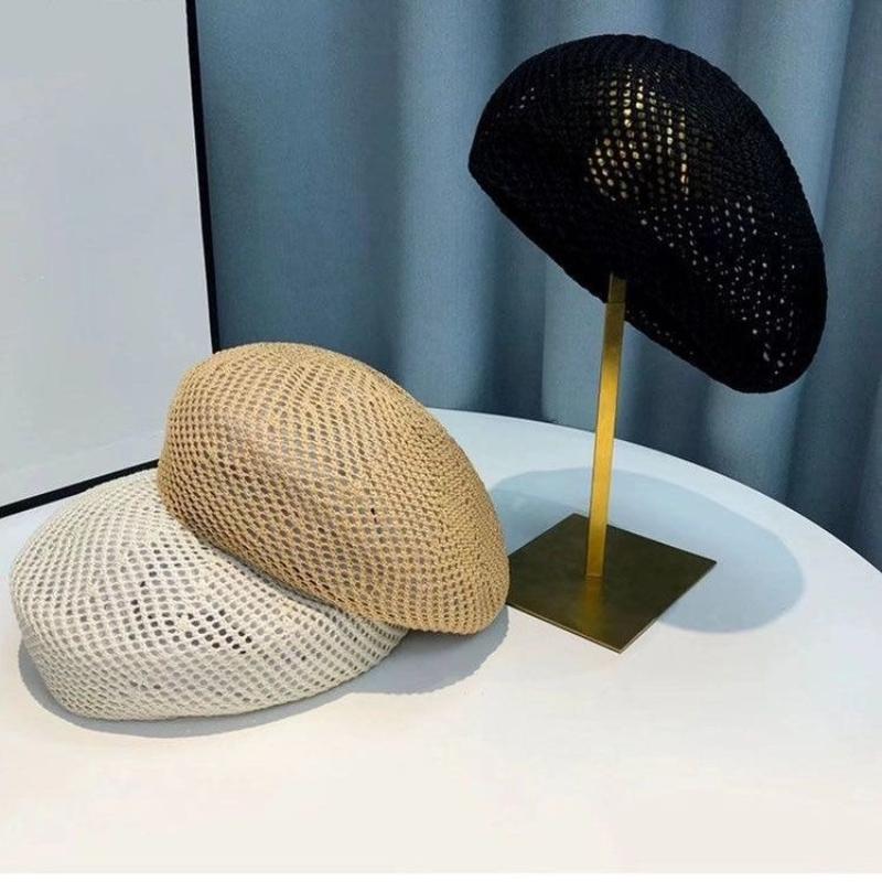 Trendy Breathable Hollow Out Beret Japanese Style For Women Korean Fashion Pick Face Slimming Brimless Versatile Daily Wear