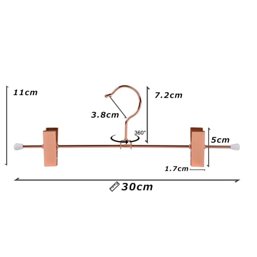 Amber Home Rose Gold Trouser Hangers, 20-Piece Set, Skirt Hangers, Steel Hangers for Bottoms, Pants, Slacks, and Towels, Durable Metal with Adjustable