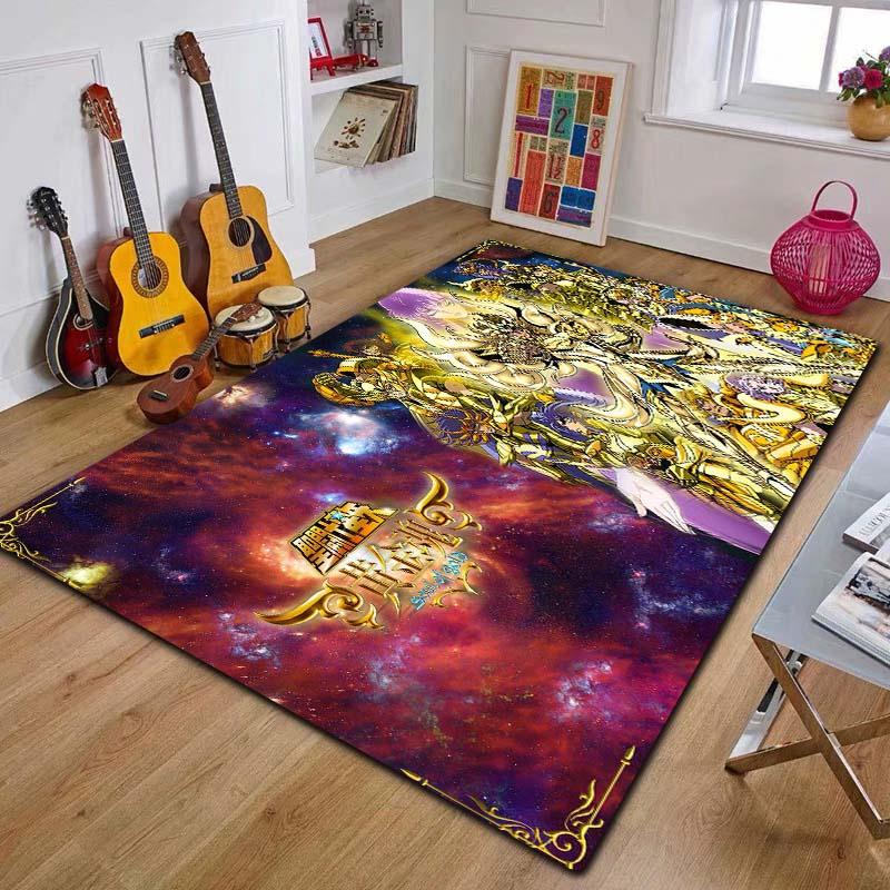 Retro Saint Seiya Anime Cartoon Tappeto Tappeto per la casa Soggiorno Camera da letto Divano Zerbino Decor, area giochi per bambini Tappeto Tappetino antiscivolo