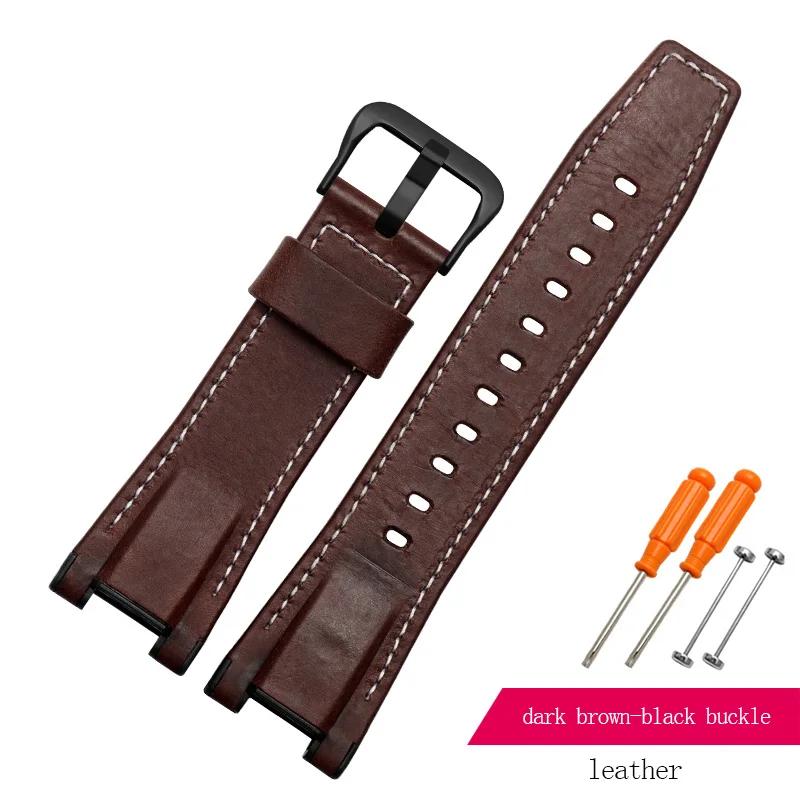 For G-SHOCK GST-W120L S130L S310 B100 Genuine Leather Nylon Canvas Watch Strap Black Brown Yellow Men Watchband