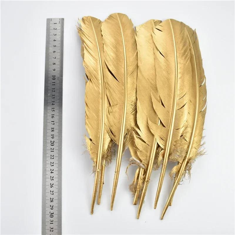 Gold Silver Goose Feathers For Crafts Duck Turkey Feather Decor Hats Jewelry Handicrafts Manmade Decorations Wedding Accessories