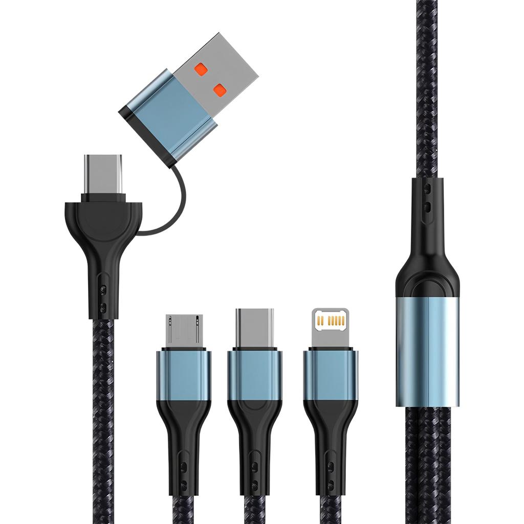 3 In 1 Fast Charging Cord For iPhone Huawei Micro USB Type C Charger Cable 1.2m Multi Usb Port Multiple Usb Charging Cord Line