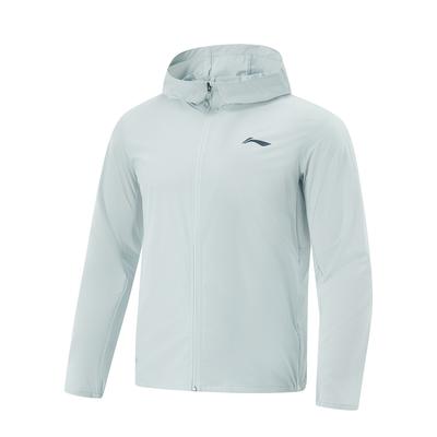 Li Ning Running Series Solid Color Zipper Hooded Comfortable Breathable Versatile Mirror Sun Protection Jacket Men Jacket Folk-Blue AFDV249-7