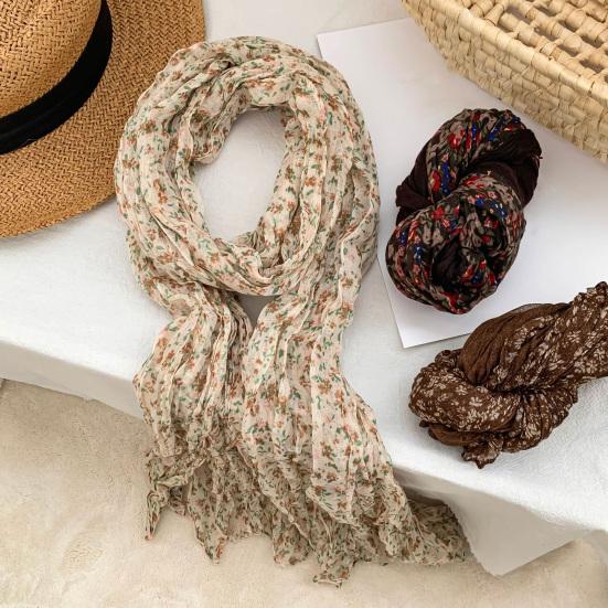 Ladies Shawl Scarf Floral Print Versatile Comfortable Bright Color Shawl Wrap Soft-textured Winter Accessory