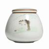 Chinese Ru Kiln Ceramics Tea Caddy Cute Cat Pattern Sealed Tea Leaf Container Travel Tea Bag Storage Box Kitchen Spice Organizer