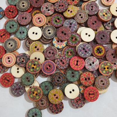 15-25mm 50/100pcs Retro Wooden Buttons 2 Holes For Handwork Sewing Clothing Button DIY Crafts Accessories Gift Card Decor