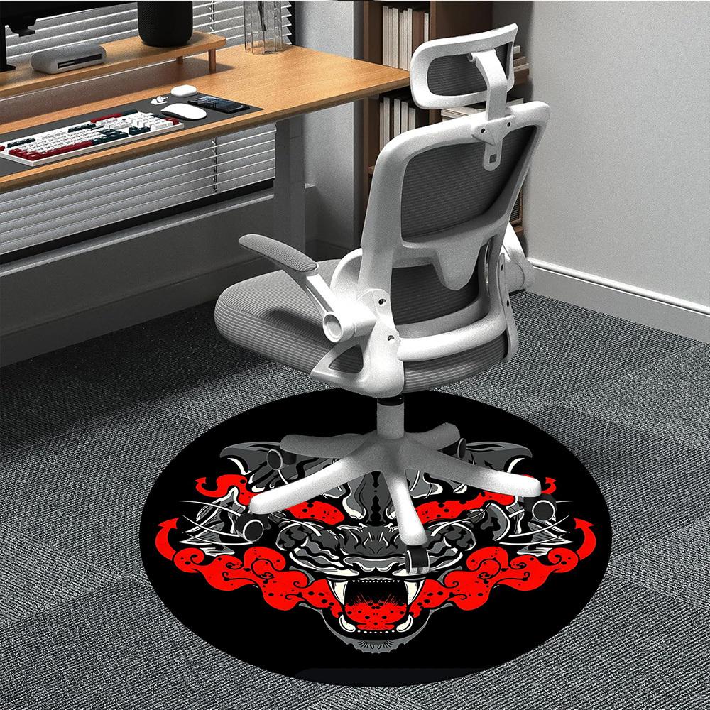 1pc Tiger Flames Office Round Area Rug, Under Office Chairs Bedroom Living Room Home Decor, Room Deco, Available in Various Sizes