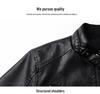Men's Trendy American Stand-Collar Faux Leather Motorcycle Jacket with British and Korean Style