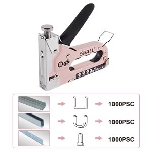 SHALL 3-in-1 Tacker, Hand-Stapler, Heavy-Duty, Ergonomisches Design, 3000 Ersatzklammern, Inklusive Klammerentferner, für Holzbearbeitung, Dekoration, F